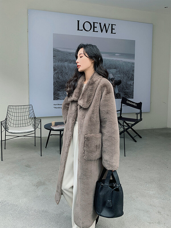Imitation Mink Fur Coat for Women Korean Faux Fur Coat Long Fluffy Jacket Casual Outerwear Winter Clothing 2023 New