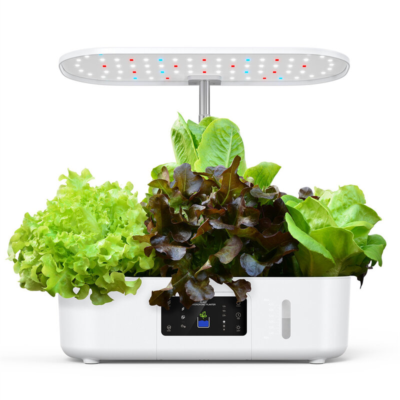 Hidroponik sistem penumbuh hidroponik, Kit dalam ruangan taman herbal taman dengan lampu tumbuh LED sunyi pompa air pintar pengatur waktu tanaman