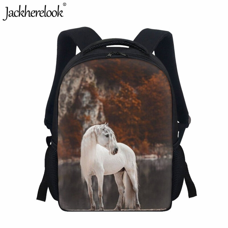 Jackherelook حقيبة مدرسية للأطفال ثلاثية الأبعاد على شكل حصان حيوان مطبوع تصميم Bookbags حقيبة ظهر عملية جديدة للسفر للأطفال حقيبة ظهر ترفيهية