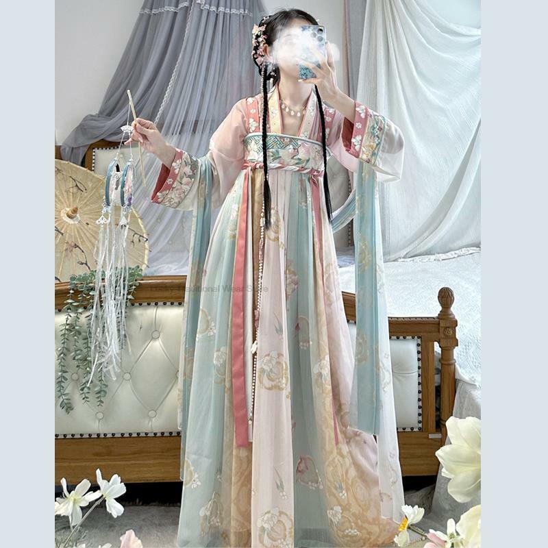 Conjunto de Hanfu chino tradicional mejorado para mujer, elegante vestido Oriental de Cosplay, vestido chino elegante, primavera y verano
