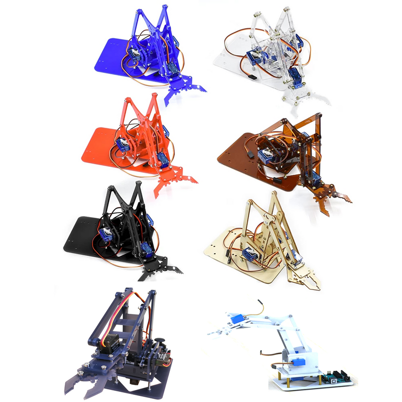 Desmontar Acrílico Kit Garra Manipulador Robô Mecânico para Arduino, SG90, MG90S, 4 Din, Braço de Programação STEAM