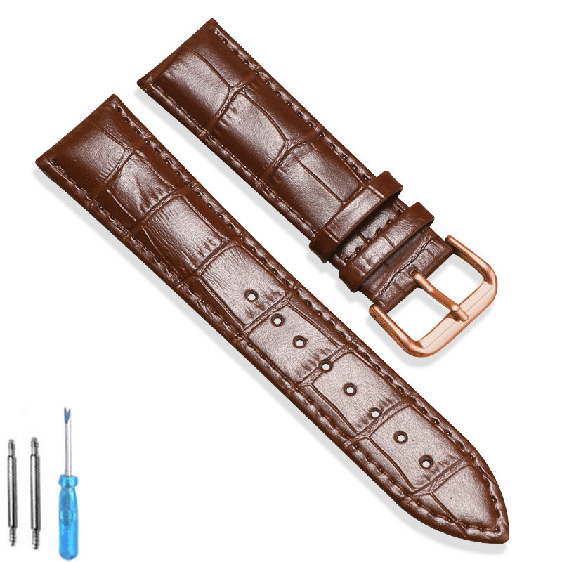 Ремешок кожаный для наручных часов, однотонный черный коричневый браслет с пряжкой, 16 мм 18 мм 20 мм 22 мм 24 мм