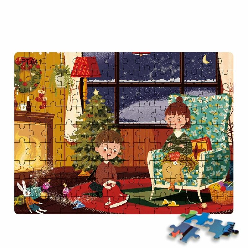 Рождественский пазл для интеллектуального развития, бумажная детская головоломка для раннего развития, игрушки Монтессори, 126 штук пазлов