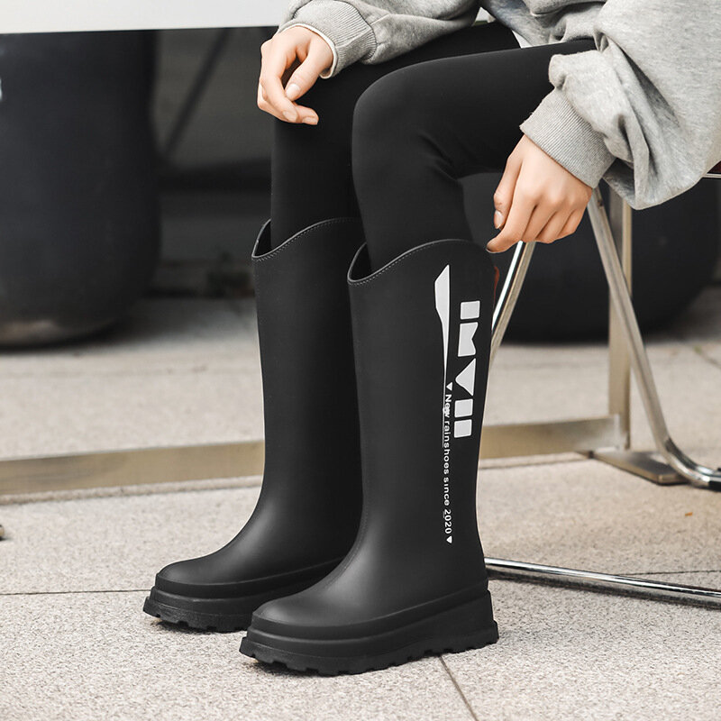 Women's Rain Boots PVC Outdoor Non-slip Tall Non-slip Rain Shoes Adult Rain Boots Color Waterproof Anti Slip Work Rubber Shoes