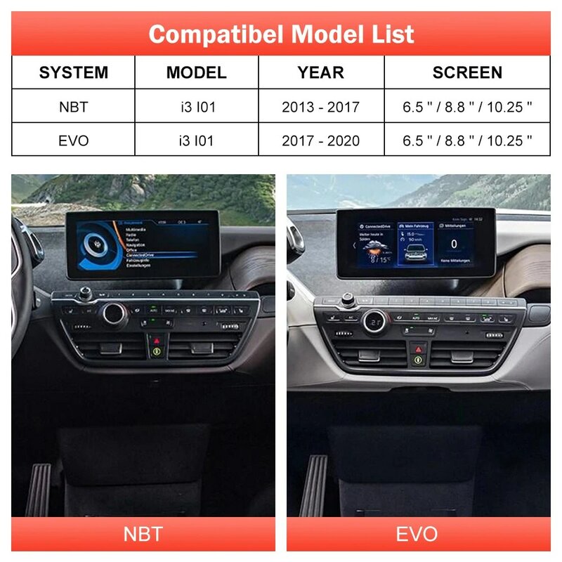 Kabelloses carplay für bmw i3 i01 nbt evo system 2013-2018 mit android auto spiegel link airplay auto spielen rückfahr kamera bt gps