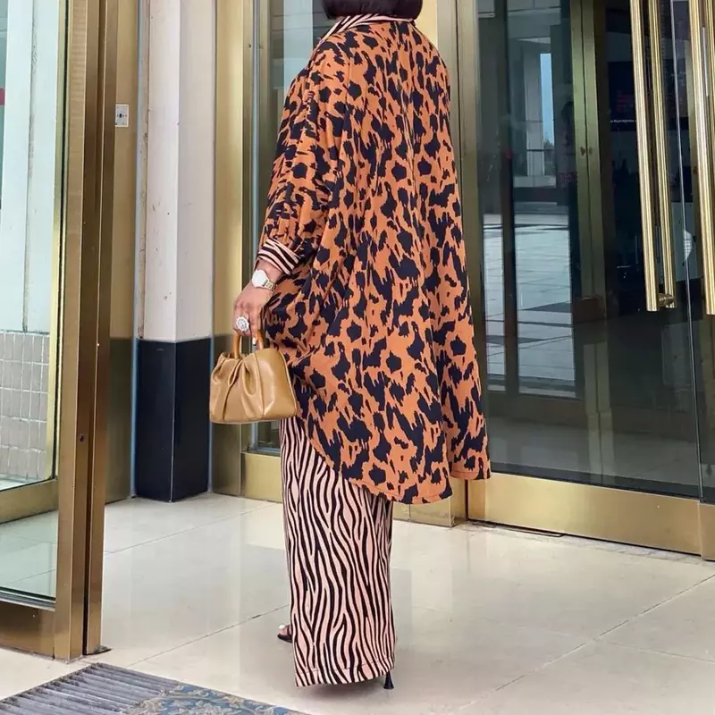 New Africa 6-Größen Mode Dashiki Hose mit langem Mantel 2 Stück Anzug für Frauen