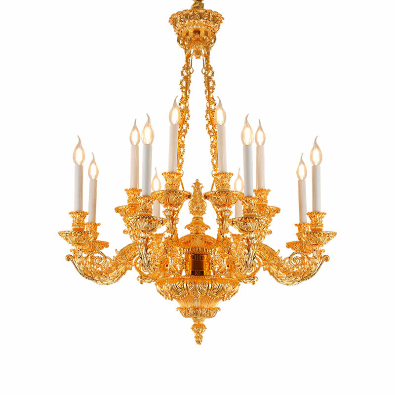 XUANZHAO النمط الأوروبي أضواء نحاسية اللون النمط الفرنسي نجفة ذهبية كبيرة العتيقة النحاس الثريات منتصف القرن الثريا