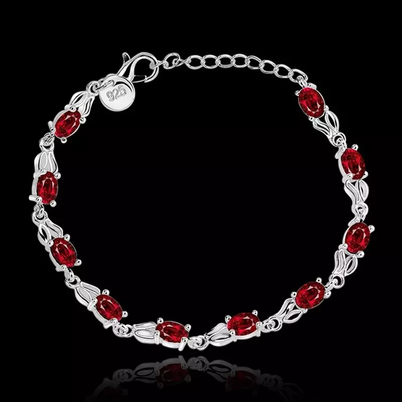 Элегантное очаровательное красивое серебряное украшение с кристаллами красного цвета модные женские свадебные браслеты Бесплатная доставка заводская цена