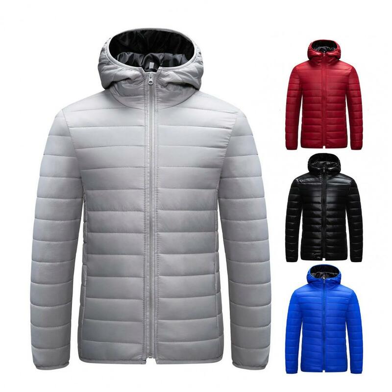 Cotton Hooded Coat Men's Winter Hooded Cotton Coat with Thickened Padding Windproof Design for Cold Resistance Long for Warmth