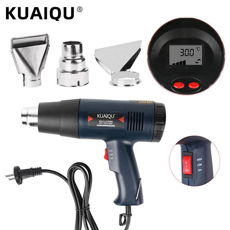 KUAIQU-pistola de aire caliente eléctrica avanzada, temperatura Variable, 1800W, herramienta eléctrica de 220V, accesorios de boquilla opcionales, 882