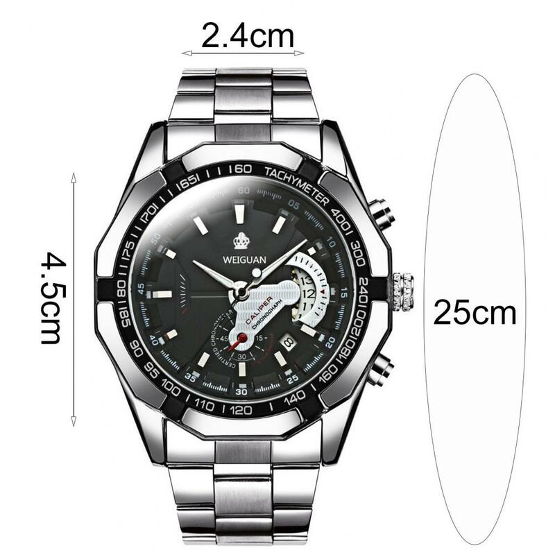 Pratico orologio multifunzione automatico orologio al quarzo in acciaio inossidabile orologio con quadrante rotondo antigraffio per affari