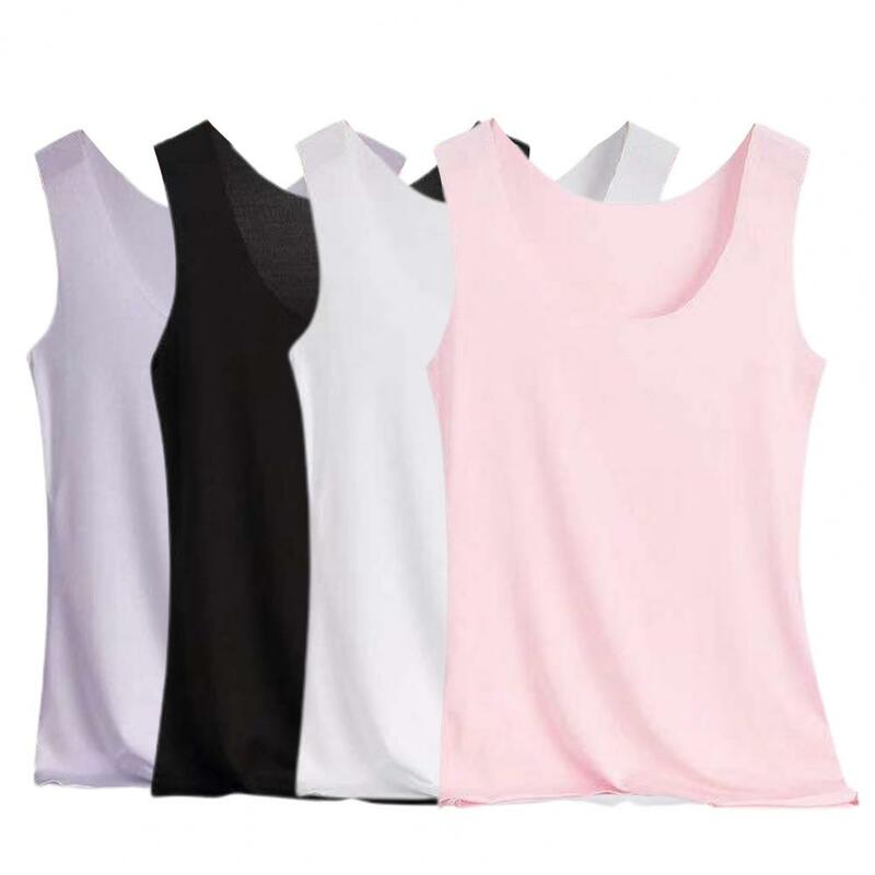 Popular Women Vest Summer Women Undershirt Slim Slim-fitting Good Stretch Blouse  Round Neck