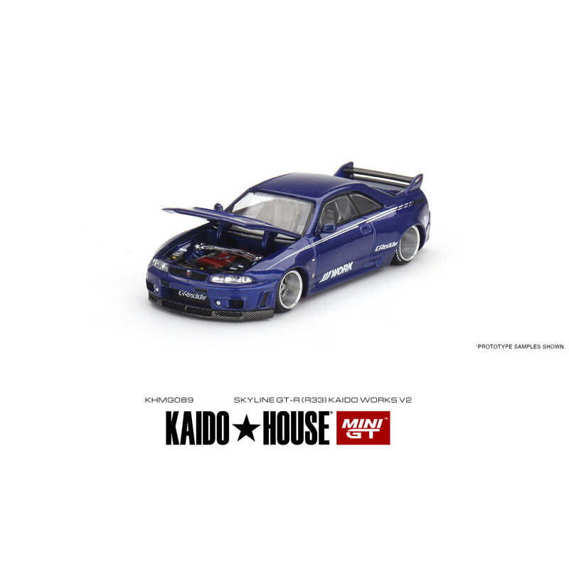 Minigt khmg089 1:64 skyline gtr r33 zu öffnende haube diorama auto modell sammlung miniatur kaido haus
