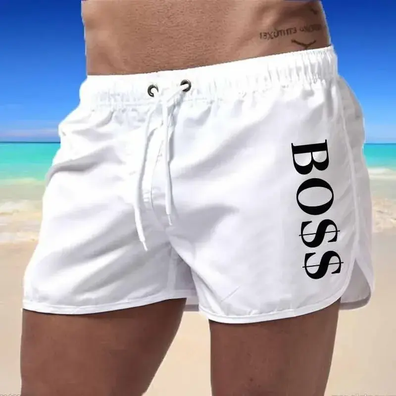 Bañador con forro de malla para hombre, pantalones cortos de playa, ropa deportiva, verano, 2024