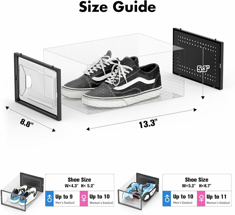 Foluck Schuh Aufbewahrung sbox, 15er Pack durchsichtiger Kunststoff stapelbarer Schuh Organizer für Schrank, ineinandergreifen der Design Schuh