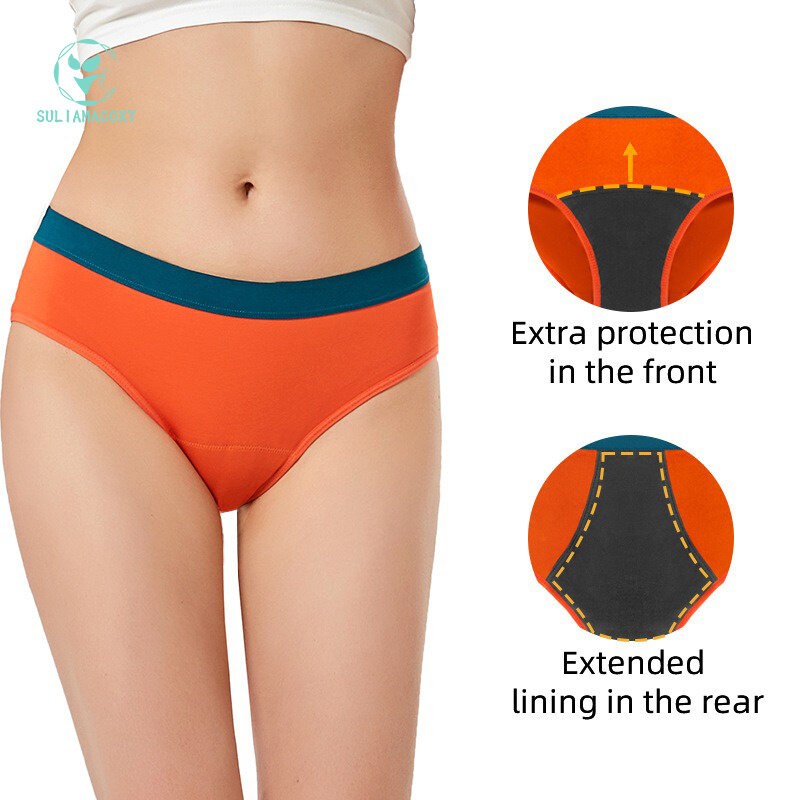 SULIAMCOXY Adolescent Color Contrast Cotton Period Underwear Menstruation Leak-proof Teenage Panties