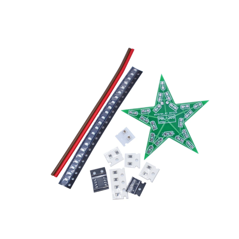 Estrela de cinco pontas respiração gradiente LED luz para o Natal, estudantes de treinamento kit DIY, vermelho, verde, azul, treinamento