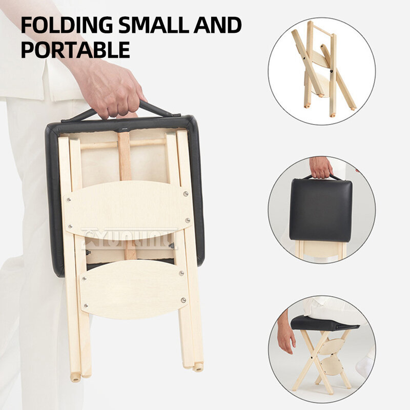เก้าอี้พับได้ทำจากไม้สำหรับใช้ในสถานอาบอบนวดเพื่อความงามเก้าอี้ช่างทำเล็บเท้าเก้าอี้ไม้เนื้อแข็ง