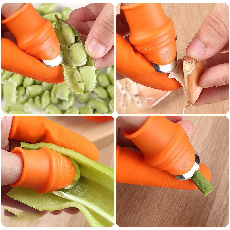 Finger Protector Silicone Thumb Knife Protector Gears Cutting Vegetable Harvesting Knife Pinching Plant Blade Scissors Gloves