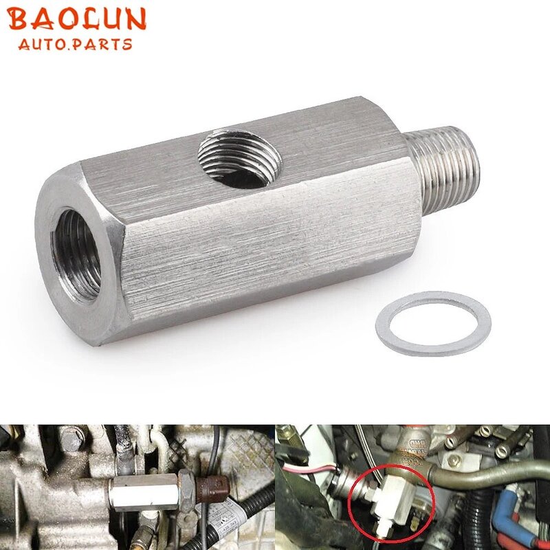 BAOLUN-Sensor de presión de aceite BSPT, adaptador en T de acero inoxidable de 1/8 pulgadas a calibre 1/8 NPT, pieza en T