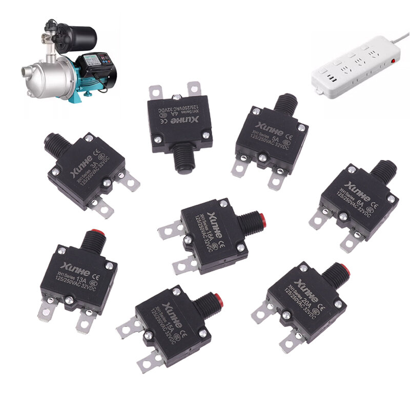 3A 4A 5A 6A 7A 8A 10A 12A 13A 15A 18A 20A Thermal Switch Circuit Breaker Current Overload Protector Overload Switch