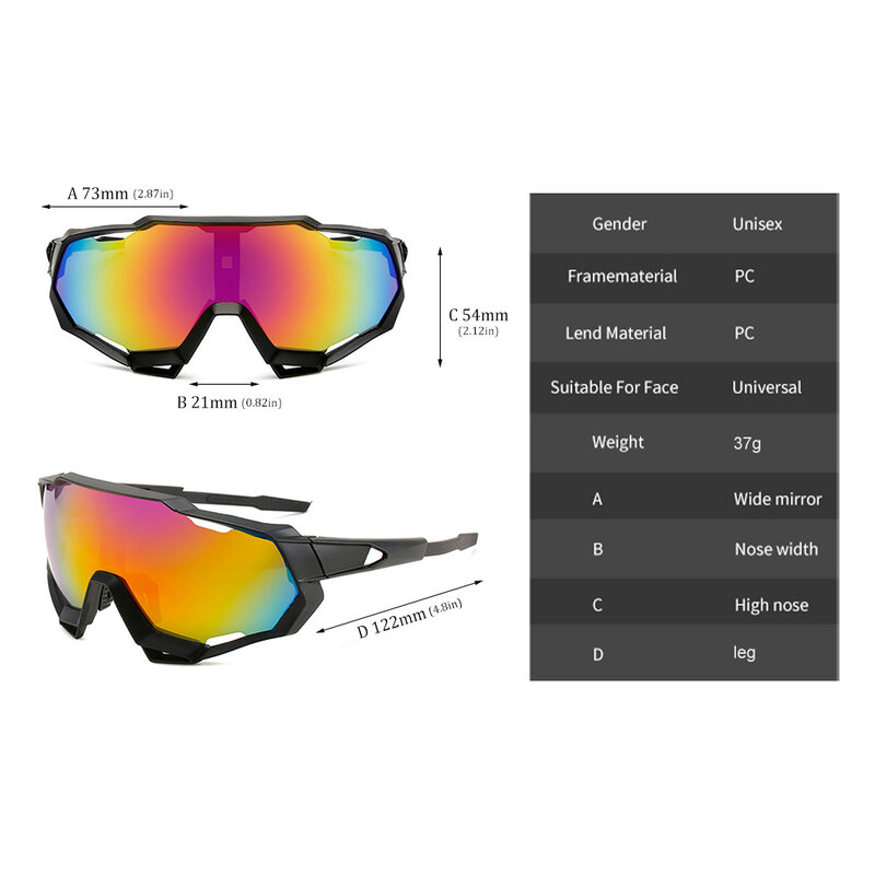 Lunettes de soleil de cyclisme en plein air pour hommes et femmes, lunettes de protection UV, lunettes coupe-vent, verres polarisés, lunettes de sport