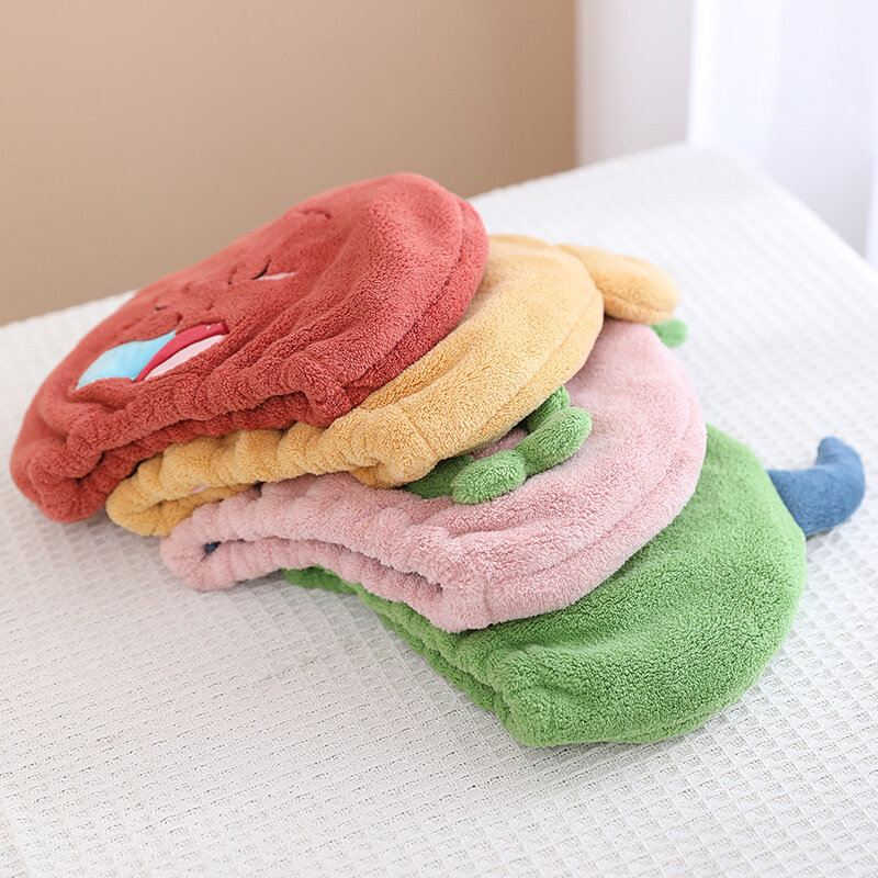 Bonnet de bain en microcarence à séchage rapide pour enfants, bonnet de serviette, super absorbant, cheveux torsadés, animal de dessin animé mignon, enfants