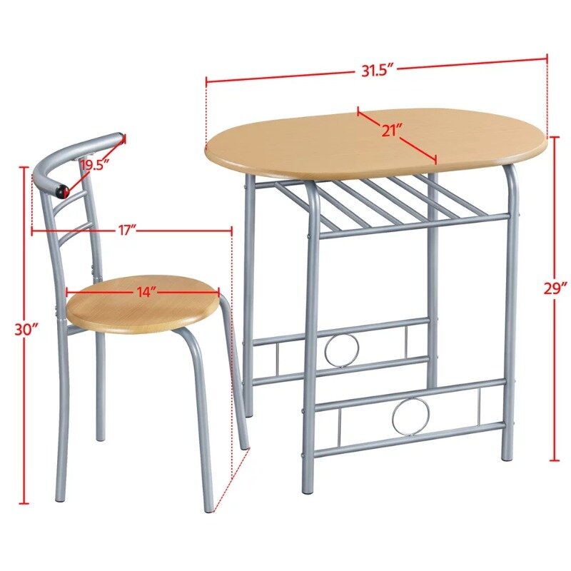 ラウンドテーブルと椅子2脚のモダンなダイニングセット,複数の色,3個