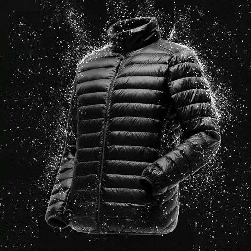 Jaket musim semi Pria Ultra ringan tipis 90% jaket bulu angsa putih kasual portabel mantel musim semi untuk pria parka ukuran M-5XL