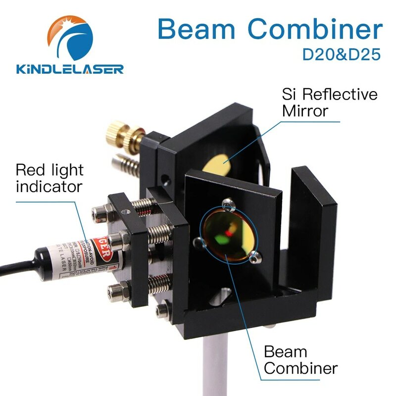 Combinador de rayo láser, lente de 20mm y 25mm de diámetro para máquina cortadora de grabado láser CO2, para ajustar la trayectoria de la luz y hacer Visible el láser