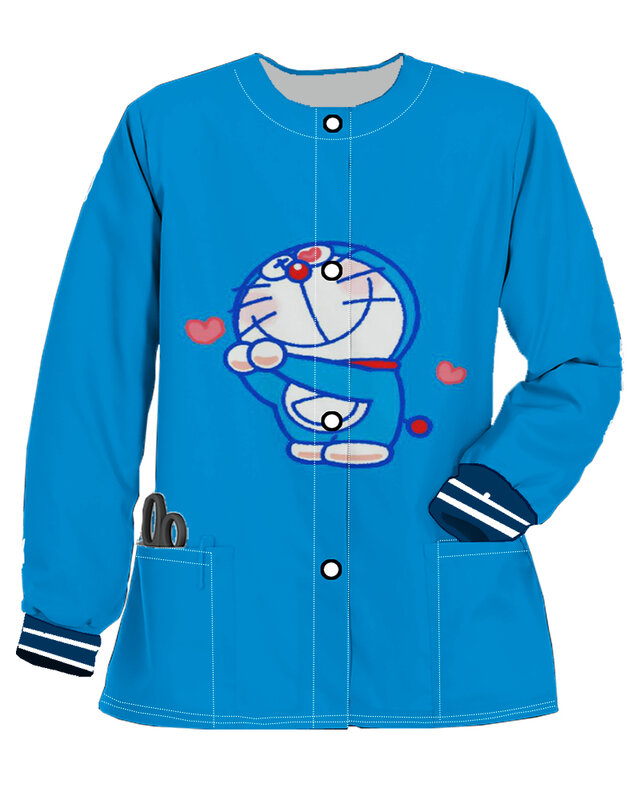 Cardigan de botão de desenho animado feminino com bolso, roupas japonesas Y2k, roupas femininas, jaqueta de manga comprida, enfermeira Outerwear, moda coreana