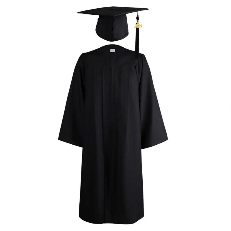 ثوب تخرج للجنسين مع شرابة ، فستان دراسي ، طقم رداء ، زي التخرج ، ملابس قبعة غير رسمية ، مقاس كبير