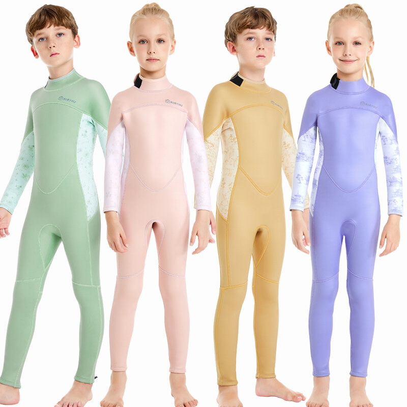 Traje de buceo de neopreno para niños y niñas, traje de baño de 2/ 3mm de grosor para Surf, traje de baño térmico para buceo, traje de baño de agua fría para mantener el calor