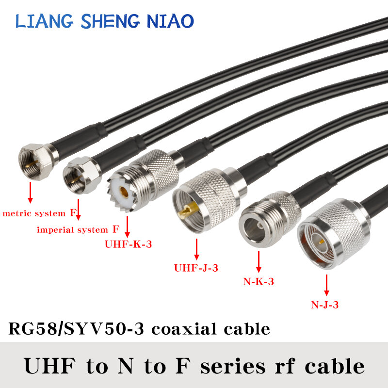 Câble coaxial RG58 UHF PL259 mâle vers N femelle, connecteur en queue de over, ligne de câble mâle UHF vers N vers F, 0.3m-30m