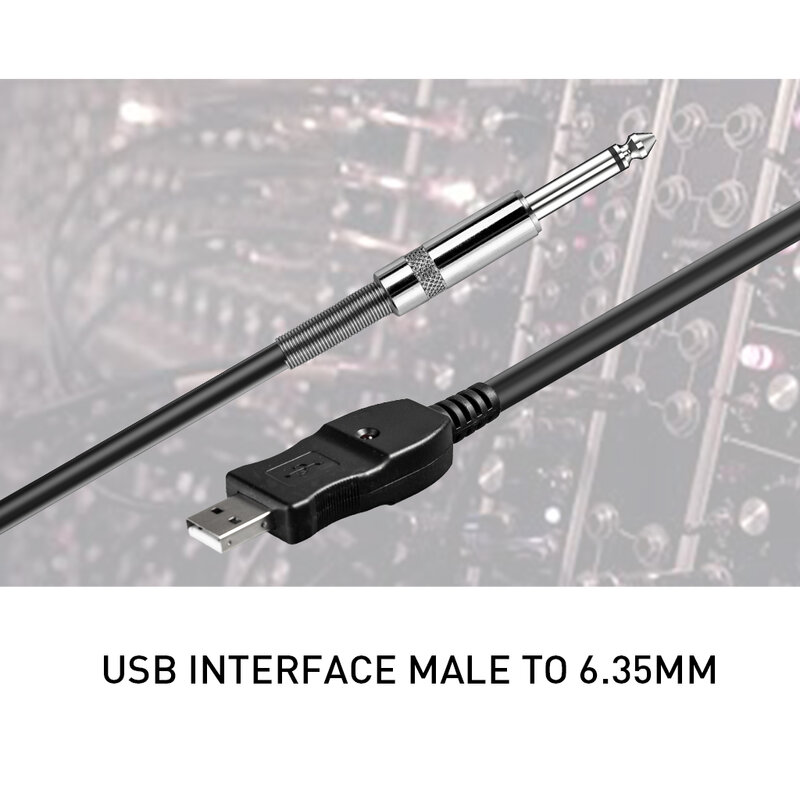 Drop Shipping 3M กีต้าร์เบส1/4 ''USB TO 6.3Mm Jack Link การเชื่อมต่อสายเคเบิล10FT USB สาย W/ไฟ LED