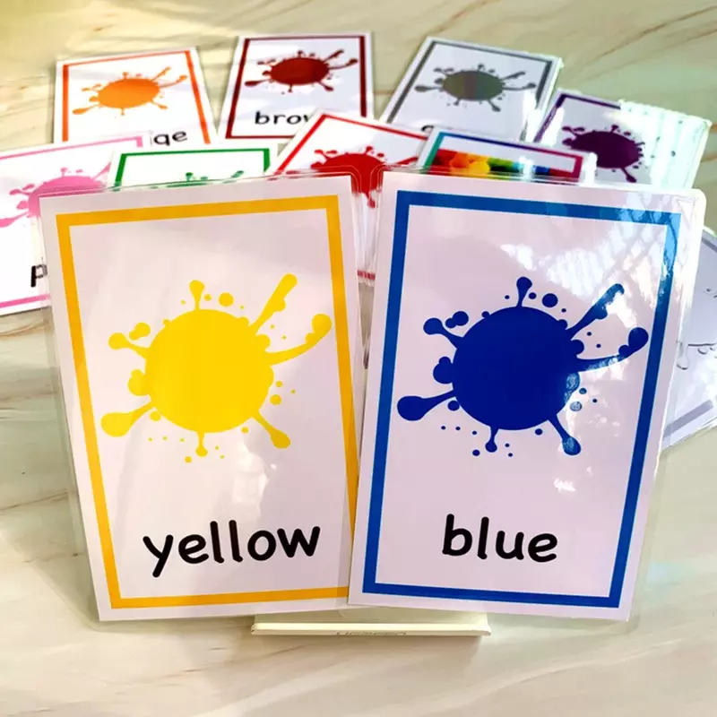 12 قطعة أطفال ألعاب مونتيسوري الإنجليزية تعلم كلمة بطاقات اللون بطاقات فلاش الأطفال اللون الإدراك الذاكرة التعليم لعبة