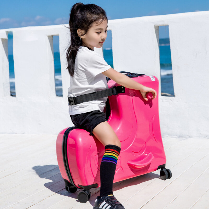 Maleta giratoria con ruedas para niños, bolsa de viaje multifunción con dibujos animados de poni, maleta con ruedas para estudiantes