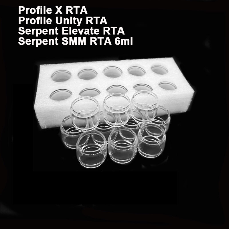 Tanque de vidrio gordo de burbujas para Serpent Elevate Serpent SMM RTA Profile Unity Profile X RTA, contenedor de vidrio de repuesto, 10 piezas
