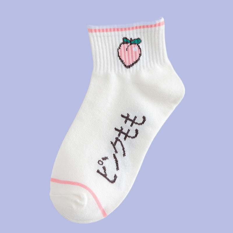Женские короткие носки в японском стиле, однотонные носки средней длины в стиле колледжа с изображением клубники, 5/10 пар