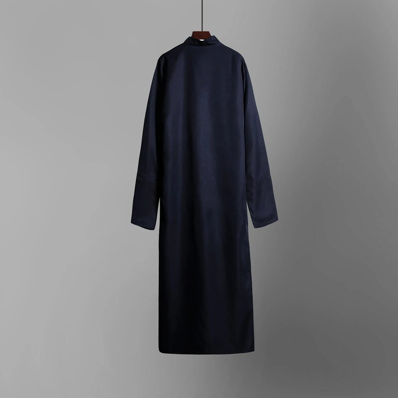 Republic of China Robe Vest Men's Long Shirt Chinese Groomsman Suit Cross Talk Unlined Long Gown Costume