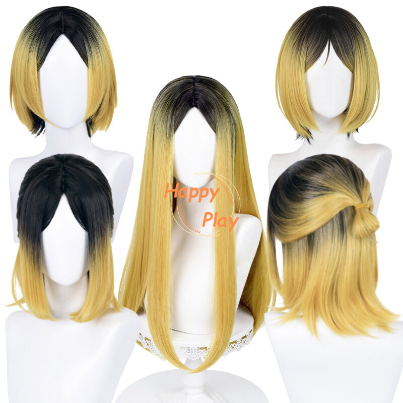 4 gaya Wig Cosplay Kenma Kozume hitam keemasan celup Kozume Kenma Wig wanita tahan panas rambut sintetis karnaval Halloween