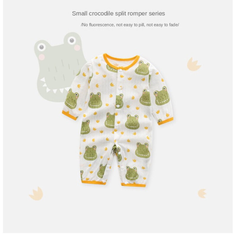 Cotton Newborn Baby Boy Cartoon Full Print Romper Baby Girl Long Sleeve Clothes 0-24M