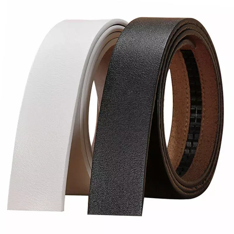 100% Pure Cowhide Belt Strap No Buckle Genuine Leather Belts without Automatic Buckle Men Wome Black Brown White High Quality