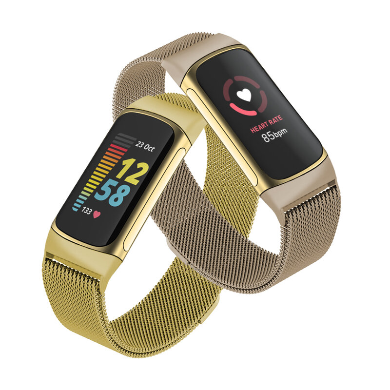 Магнитный металлический ремешок для Fitbit Charge 5, ремешок, совместимый с браслетом Fitbit, замена «Миланская петля», умные часы, браслет