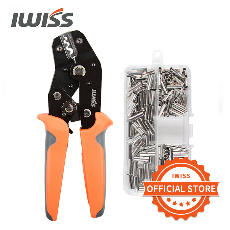 IWISS SN-06 Non-Insulated Ring Fork U-Type Terminals Crimping Pliers Tin-Plated Copper Connectors Cold Pressing Tool Kit