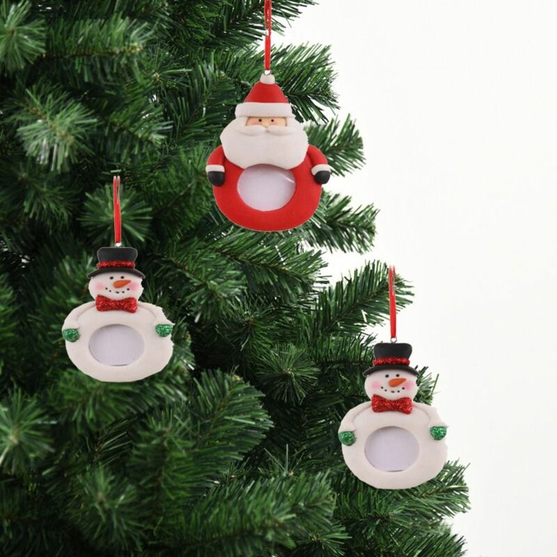 Cornice per foto di natale in PVC simpatico pupazzo di neve borsa per caramelle di babbo natale appesa ornamento decorativo per l'albero di natale casa