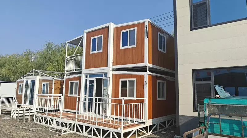 Casa modulare combinata a doppio strato 3 in 1 contenitore pieghevole con struttura in acciaio