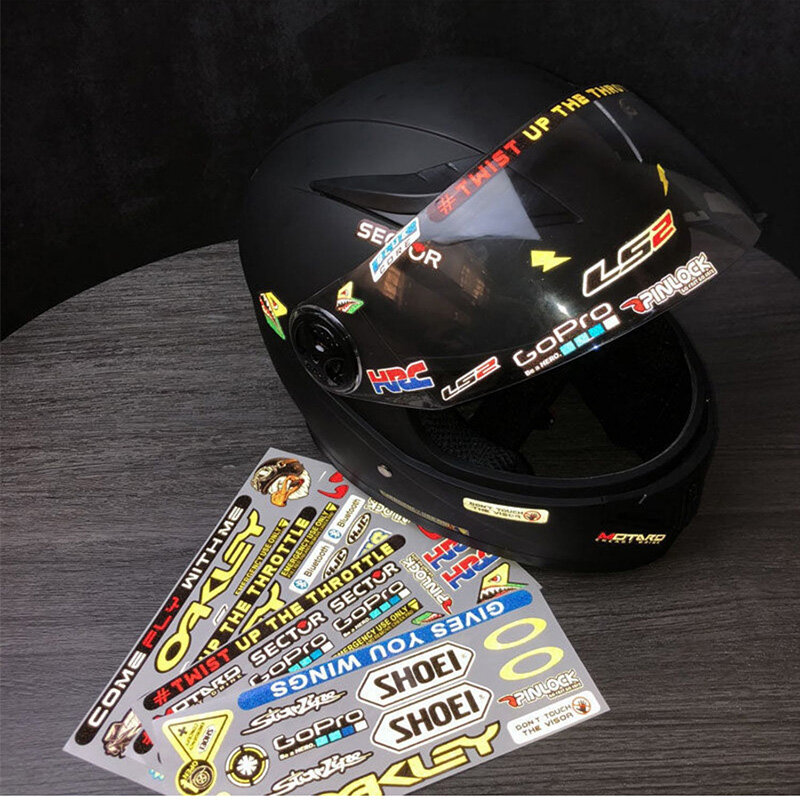 Pegatina reflectante para casco de motocicleta, calcomanías de motocross para AGV, pegatinas de Patrocinador de carreras, accesorios de motocicleta