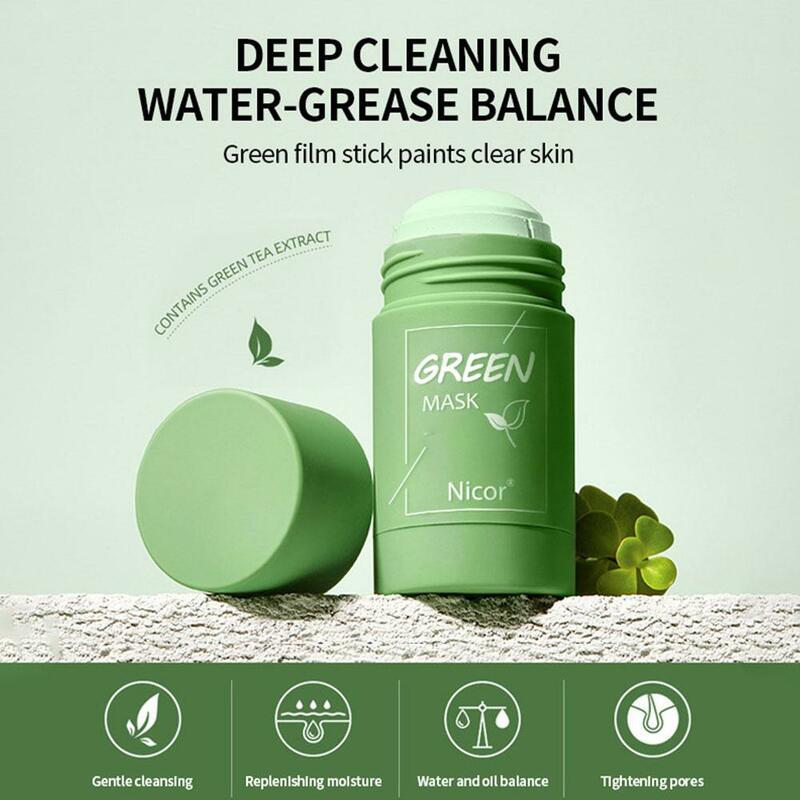 Tè verde rimuovi punti neri Acne pulizia profonda maschera all'argilla purificante controllo dell'olio maschera solida idratante cura della pelle