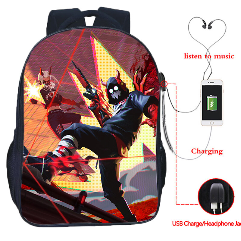 Mochila con carga Usb para niños y niñas adolescentes, mochilas escolares con estampado de videojuegos, para estudiantes, para ordenador portátil